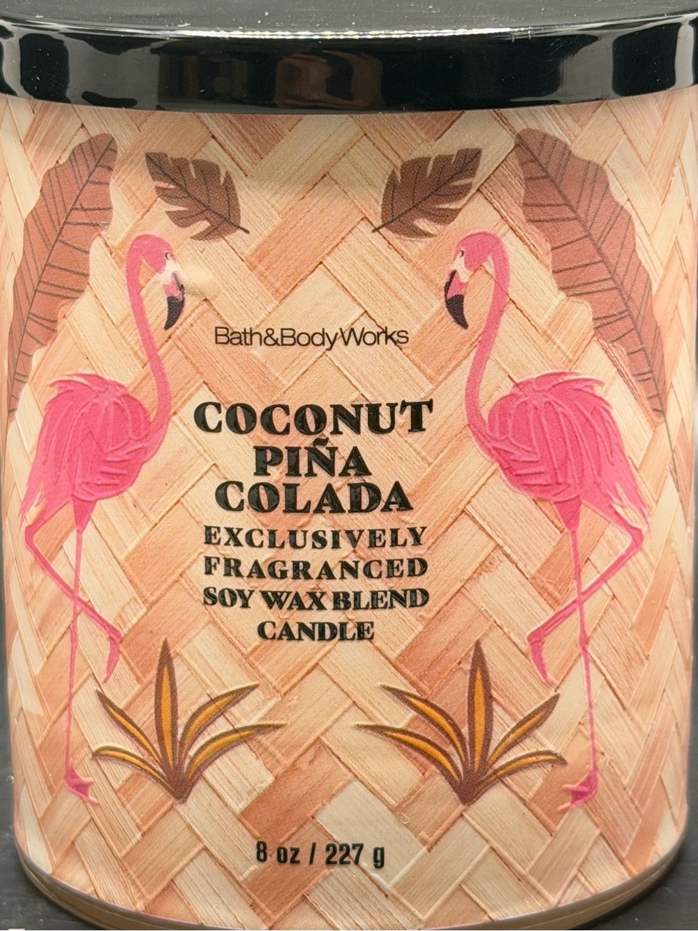 Bath & Body Works Coconut Piña Colada Soy Candle 8OZ- w/ Pink Flamingos